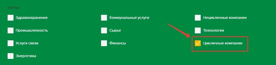 Фильтр Сектор сервиса Fin-Plan RADAR