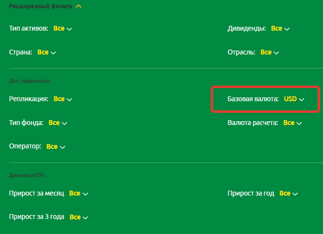 Выбор параметров акции