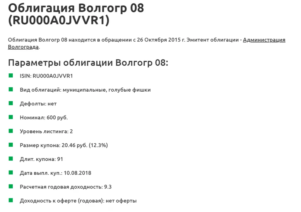 Облигация Волгогр 08