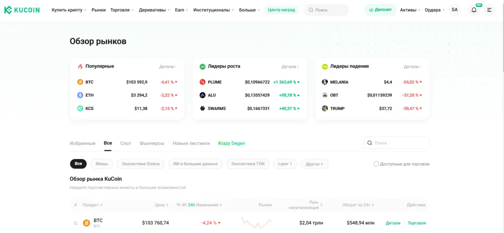 Криптовалютная биржа KuCoin