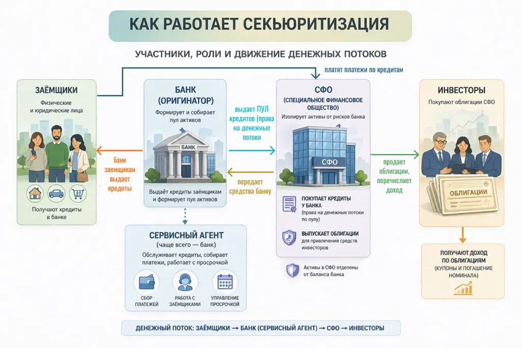 Логика движения средств в сделке секьюритизированных облигаций